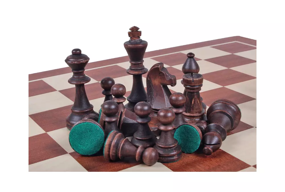 Figury szachowe Staunton nr 6 (96 mm) w drewnianym kuferku
